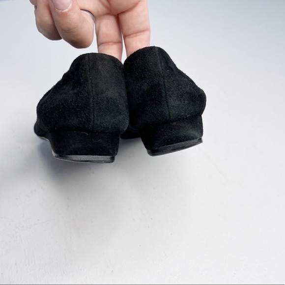 Stuart Weitzman Black Leather Ballet Fur Pom Pom Sz 6 - Picture 6 of 8